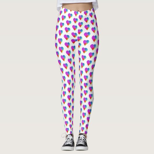 Rainboogharten op wit leggings (Voorkant)