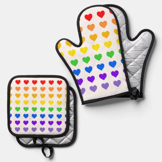 Rainboogharten Ovenwant & Pannenlap Set (Voorkant / Achterkant)