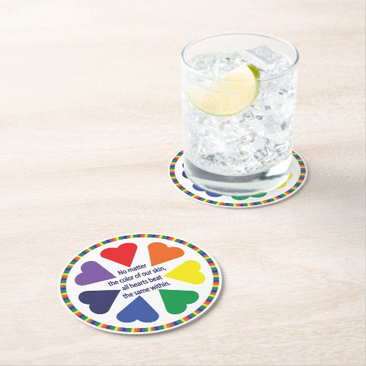 Rainboogharten Ronde Kartonnen Onderzetter (Insitu)