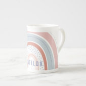 Rainbooghartroze paars gepersonaliseerd porselein kop (Voorkant rechts)