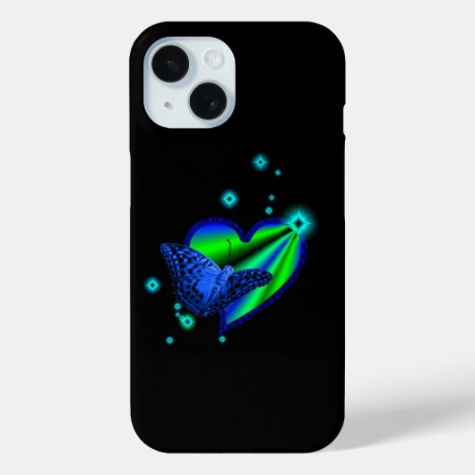 Rainbooghartslag met sterren op zwart Case-Mate iPhone case (Achterkant)