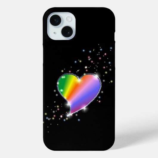 Rainbooghartslag met sterren op zwart Case-Mate iPhone case (Achterkant)