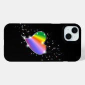 Rainbooghartslag met sterren op zwart Case-Mate iPhone case (Achterkant (horizontaal))