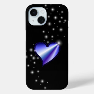 Rainbooghartslag met sterren op zwart iPhone 15 case
