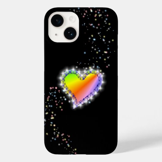 Rainbooghartslag met sterren op zwart Case-Mate iPhone case (Achterkant)
