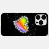 Rainbooghartslag met sterren op zwart Case-Mate iPhone case (Achterkant (horizontaal))