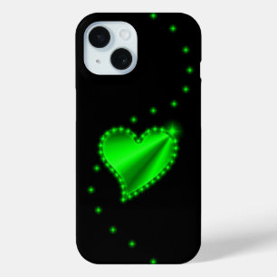 Rainbooghartslag met sterren op zwart iPhone 15 case