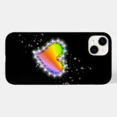 Rainbooghartslag met sterren op zwart Case-Mate iPhone case (Achterkant (horizontaal))