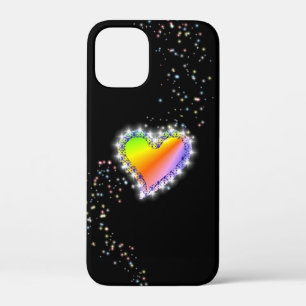 Rainbooghartslag met sterren op zwart Case-Mate iPhone case