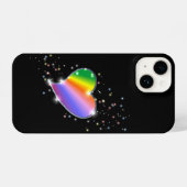 Rainbooghartslag met sterren op zwart iPhone hoesje (Achterkant horizontaal)