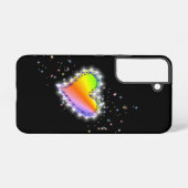 Rainbooghartslag met sterren op zwart samsung galaxy hoesje (Achterkant horizontaal)
