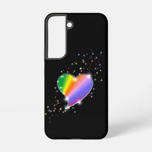 Rainbooghartslag met sterren op zwart samsung galaxy hoesje