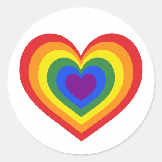 Rainbooghartslag op wit ronde sticker (Voorkant)