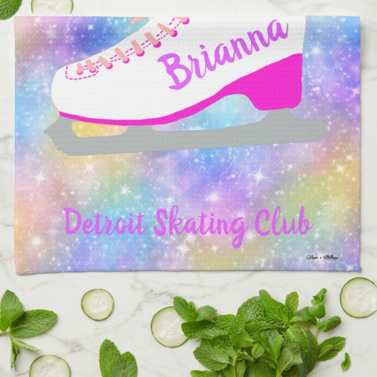 Rainboogijsschaatsen Aangepaste afbeelding Skater Theedoek (Gevouwen)