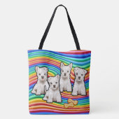 Rainboogjongen grote Canvas tas. Tote Bag (Achterkant)