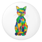 Rainboogkat keramische knop (Voorkant)