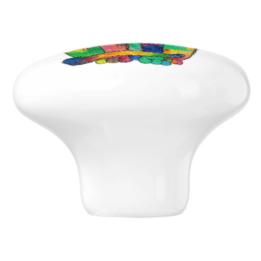 Rainboogkat keramische knop (Zijkant)