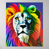 Rainboogkat, Rainbow Lion Digital Art Poster (Voorkant)