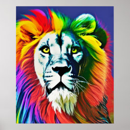 Rainboogkat, Rainbow Lion Digital Art Poster