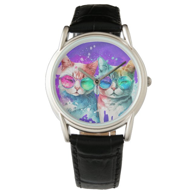 Rainboogkatten Paar Horloge (Voorkant)
