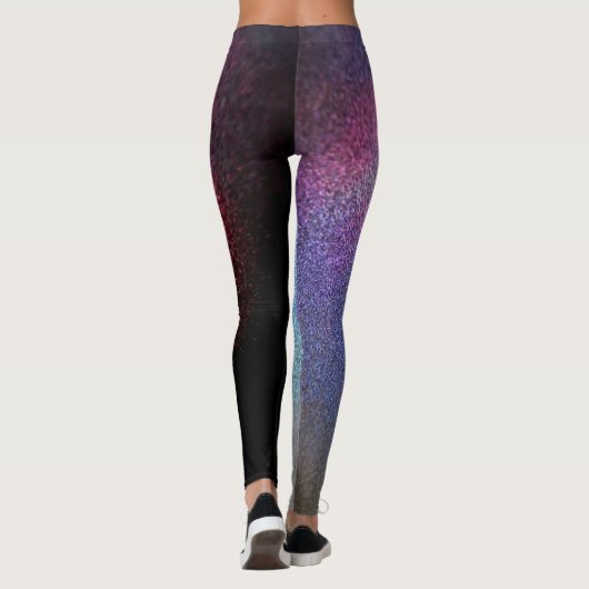 Rainboogkleur Glitter Effect Grafische afdruk Leggings (Achterkant)