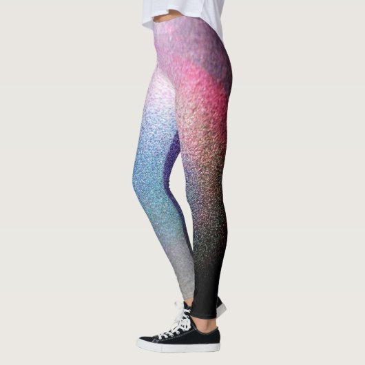 Rainboogkleur Glitter Effect Grafische afdruk Leggings (Links)