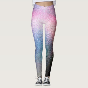 Rainboogkleur Glitter Effect Grafische afdruk Leggings