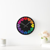 Rainboogkleur Harten op zwarte klok met cijfers (Huis)