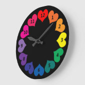 Rainboogkleur Harten op zwarte klok met cijfers (Hoek)