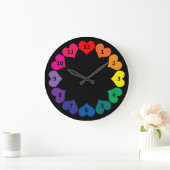 Rainboogkleur Harten op zwarte klok met cijfers (Huis)