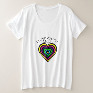 Rainboogkleur Ik hou van je strips harthart Grote Maat T-shirt
