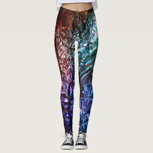 Rainboogkleur Verpletterd Folie Effect 2 Grafische Leggings