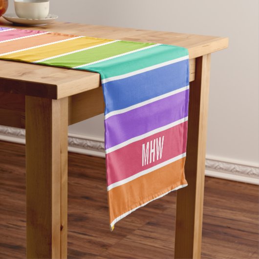 Rainboogkleuren aangepaste monogram tabelrunners korte tafelloper (Voorbeeld)