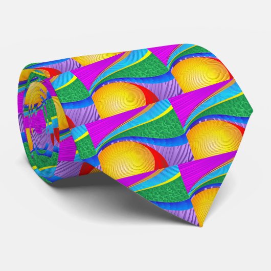 Rainboogkleuren Abstracte Fantasy Stropdas (Opgerold)