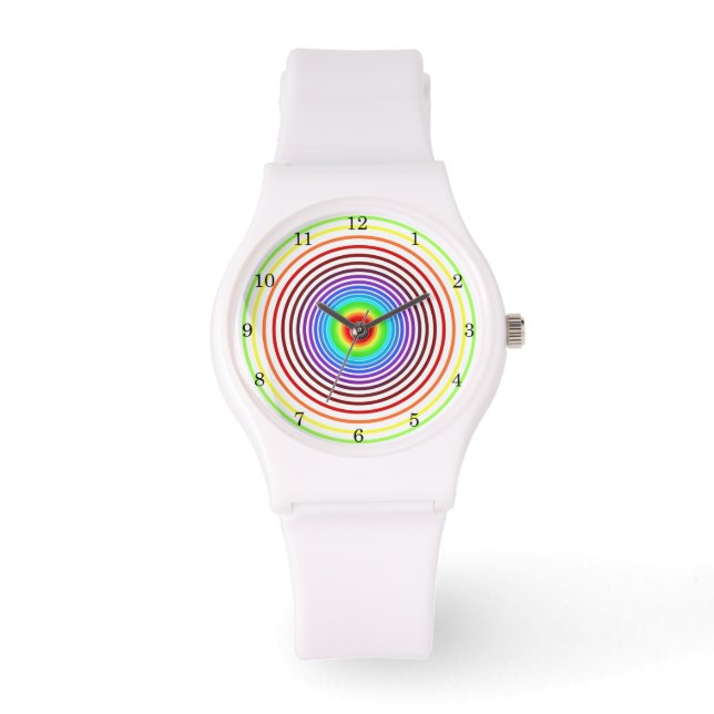 Rainboogkleuren Bekijk de cirkels - Uw kleur Horloge (Voorkant)