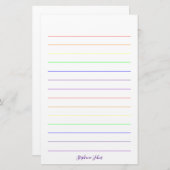 Rainboogkleuren Colorful  Cute Monogrammen Naam Briefpapier (Voorkant / Achterkant)