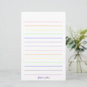 Rainboogkleuren Colorful  Cute Monogrammen Naam Briefpapier (Staand voorkant)