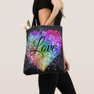 Rainboogkleuren die glitter hardeliefde tas creëre