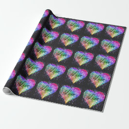 Rainboogkleuren die glitter hardeschok veroorzaken cadeaupapier