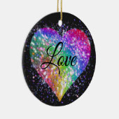 Rainboogkleuren die glitter hart houden van cerami keramisch ornament (Rechts)