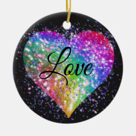 Rainboogkleuren die glitter hart houden van cerami keramisch ornament
