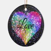 Rainboogkleuren die glitter hart houden van cerami keramisch ornament (Links)