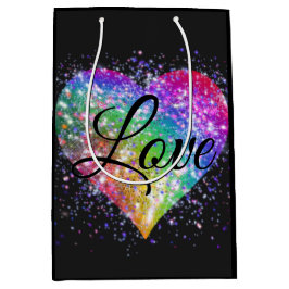 Rainboogkleuren die glitter hartenliefde veroorzak medium cadeauzakje