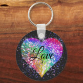 Rainboogkleuren die glitter hartliefde-keyc creëre sleutelhanger (Voorkant)