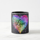 Rainboogkleuren die glitter hartliefde mok geven (Midden)