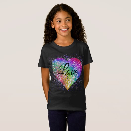 Rainboogkleuren die glitter hartliefde T-Shir vero T-shirt (Voorkant volledig)