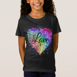 Rainboogkleuren die glitter hartliefde T-Shir vero T-shirt