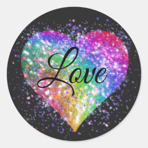 Rainboogkleuren die glitter hartliefdesklasse creë ronde sticker