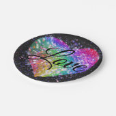 Rainboogkleuren die glitter hartliefdespap creëren papieren bordje (Gekanteld)
