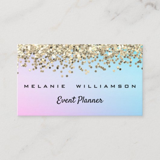 Rainboogkleuren en Glitter Event Planner Visitekaartje (Voorkant)